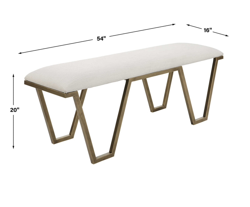 Uttermost Farrah geometric white accent bench with modern design, featuring a sleek, minimalist style and sturdy construction.