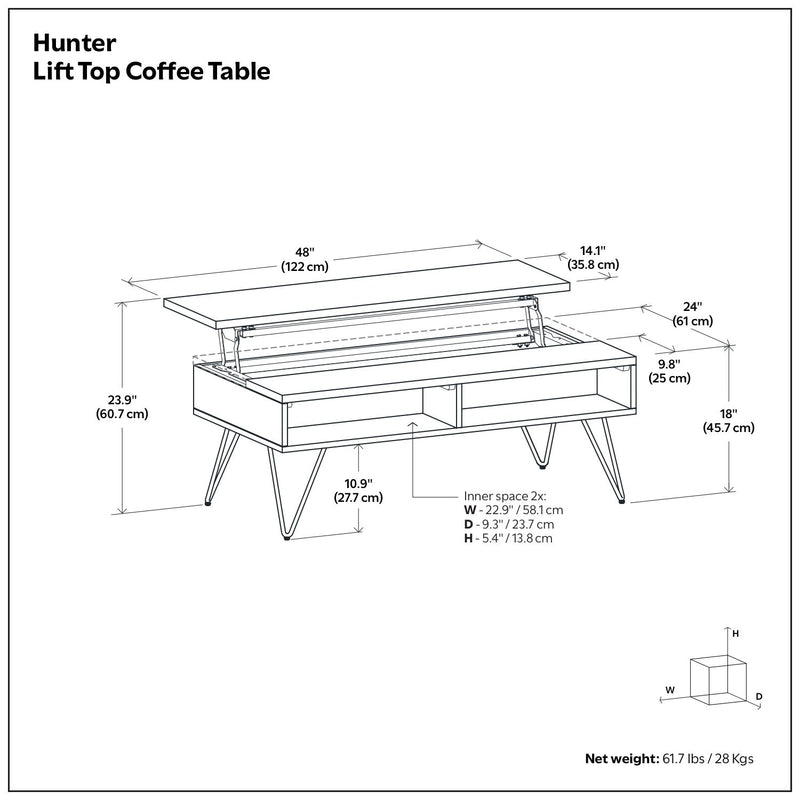 Hunter - Handcrafted Lift Top Coffee Table - R&R Furniture Gallery (Fountain Valley, CA)