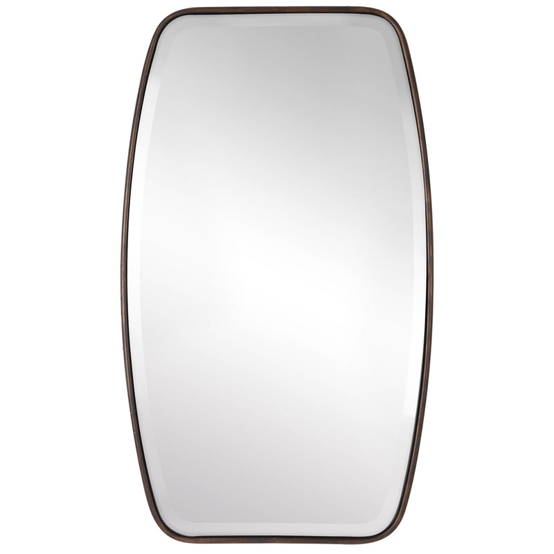 Uttermost Canillo wall mirror with a sleek, modern frame hanging on a wall, showcasing contemporary home decor style.