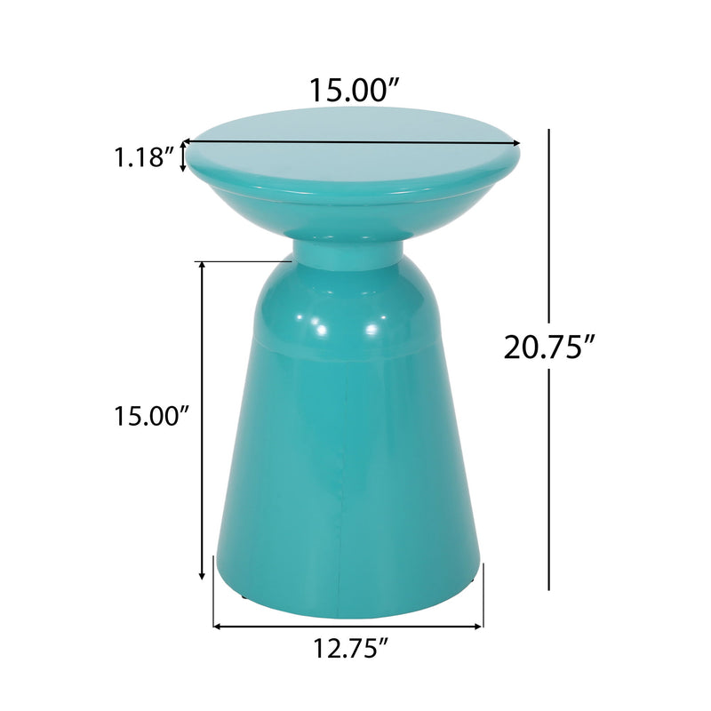 Modern metal outdoor end table by Noble House, large size with sleek design, suitable for patio or garden decor.