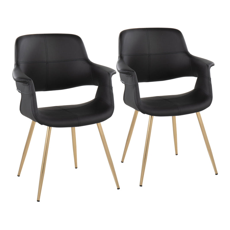 Set of two vintage glam art deco Lumi Source chairs with sleek wooden legs and plush upholstered seats.