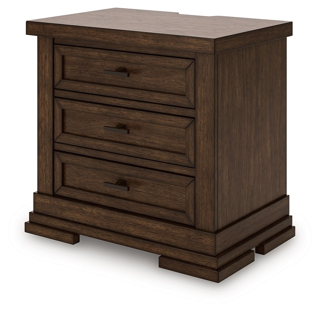 Taffenbrook - Three Drawer Night Stand - Medium Brown - R&R Furniture Gallery (Fountain Valley, CA)