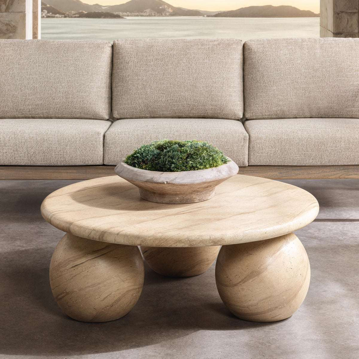 Elaria - Outdoor Round Coffee Table - Beige - R&R Furniture Gallery (Fountain Valley, CA)