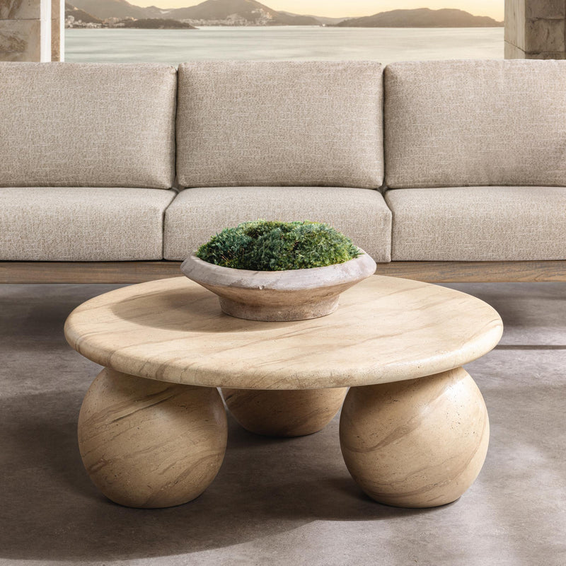 Elaria - Outdoor Round Coffee Table - Beige - R&R Furniture Gallery (Fountain Valley, CA)