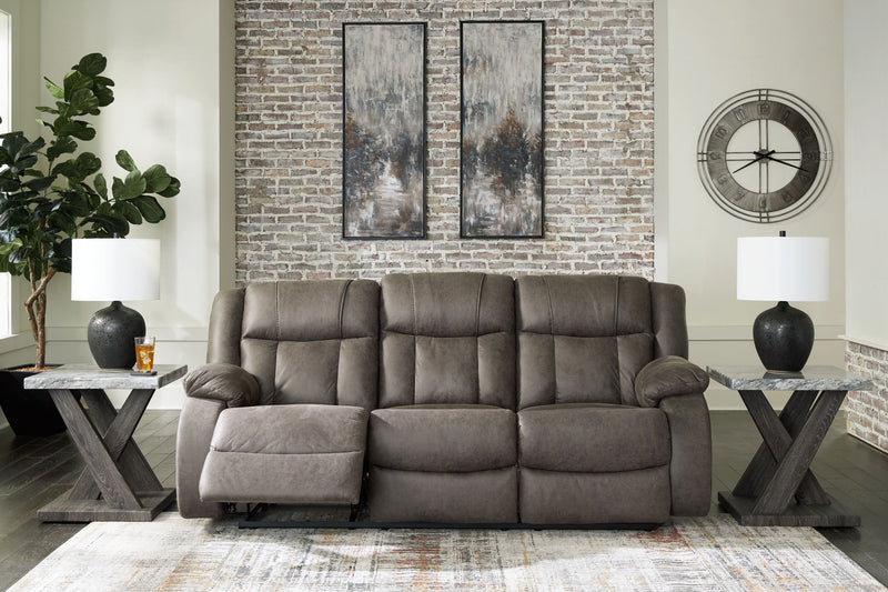 First Base - Reclining Sofa - Gunmetal - R&R Furniture Gallery (Fountain Valley, CA)