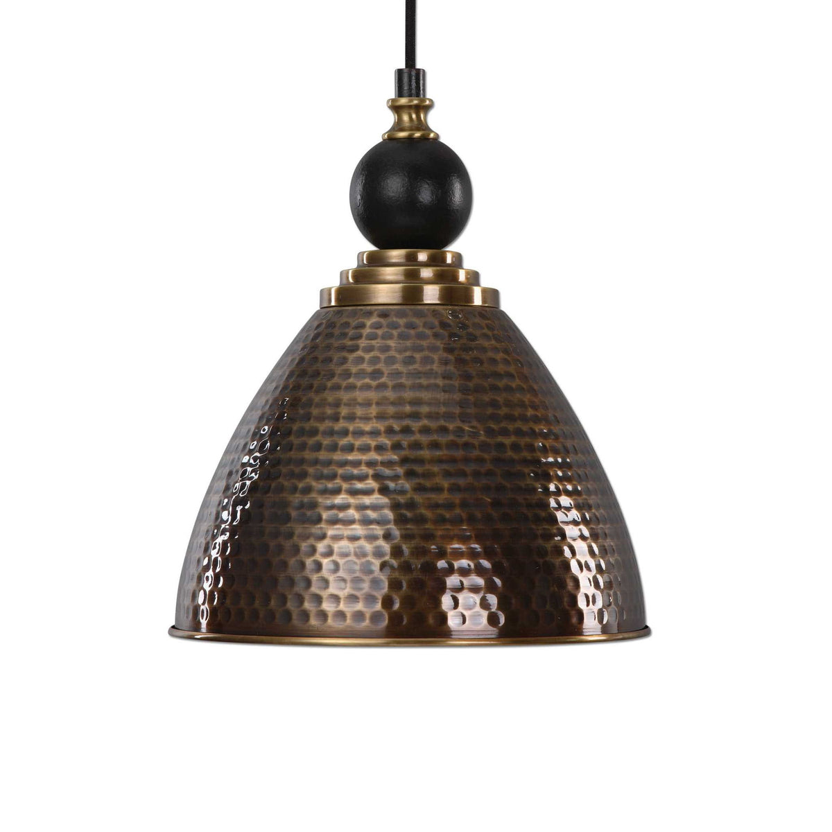 Uttermost Adastra 1-light pendant in antique brass with a sleek, modern design for stylish pendant lighting.