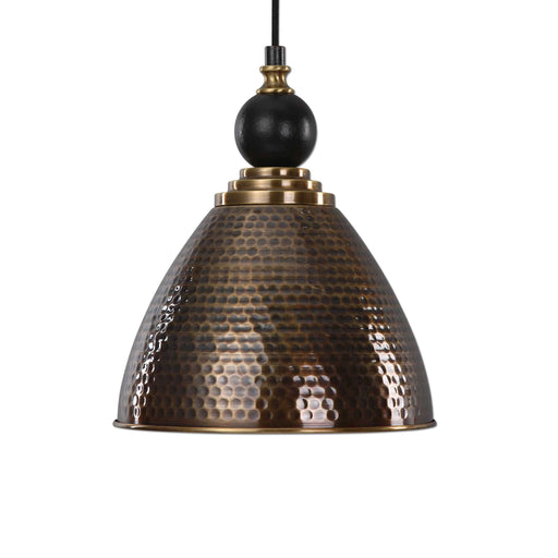 Uttermost Adastra 1-light pendant in antique brass with a sleek, modern design for stylish pendant lighting.