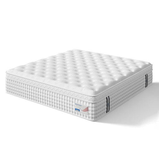14" King Hybrid Mattress, Memory Foam & Pocket Spring Bed, Medium Firm Comfort, Spine Support, Quiet & Breathable - White - R&R Furniture Gallery (Fountain Valley, CA)