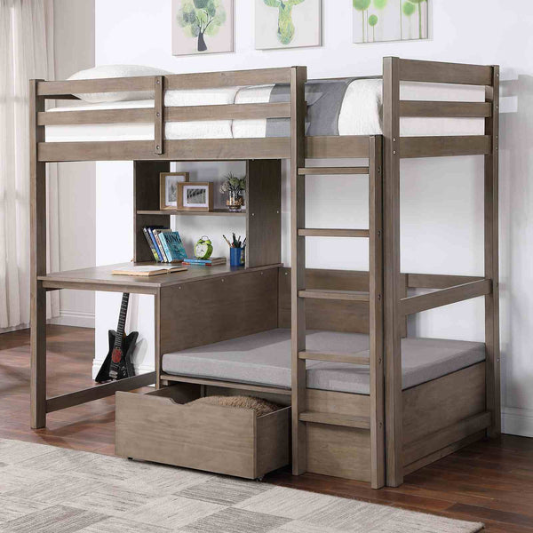 Callistus - Twin/Workstation Loft Bed, Warm Gray