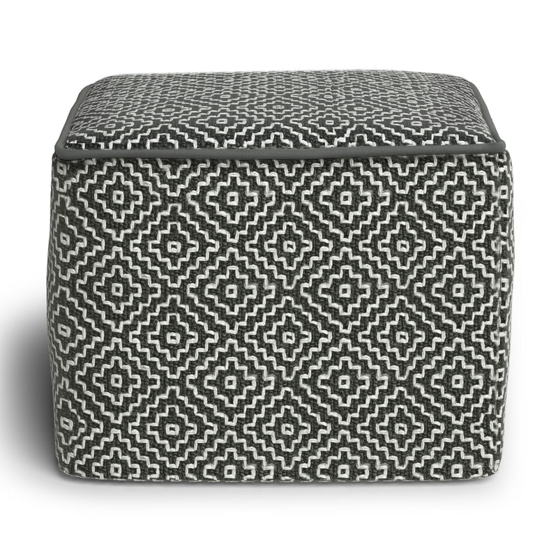 Briella - Square Woven Outdoor / Indoor Pouf - Gray