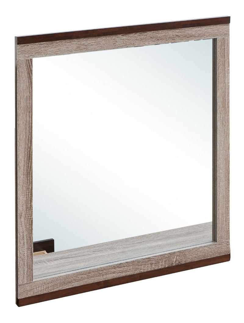 Gray and brown Magnolia mirror by Glory Furniture featuring a stylish, modern design with a sleek rectangular frame.