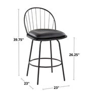 Lumi Source Riley Claire farmhouse fixed height counter stools with swivel and round footrest, set of 2, in a rustic design