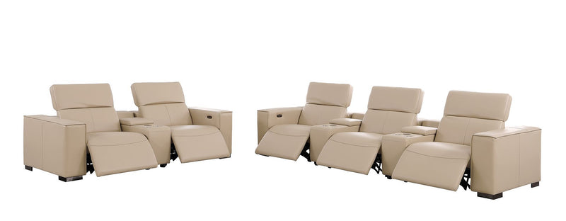 1208 - Modular Leather Sofa Loveseat With 6 Recliners And Power Headrests