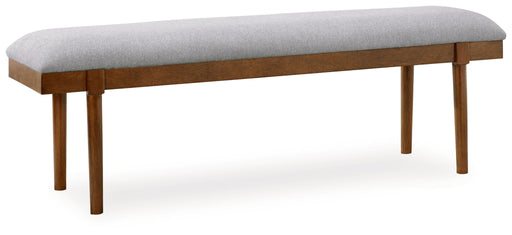 Lyncott - Large Upholstered Dining Room Bench - Gray / Brown - R&R Furniture Gallery (Fountain Valley, CA)