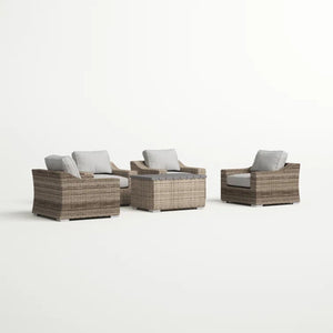 Wicker Sectional Seating Group With Cushions - Gray Mix