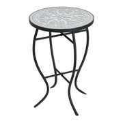 Outdoor Round Side Table With Mosaic Style Top And Curved Iron Legs - R&R Furniture Gallery (Fountain Valley, CA)