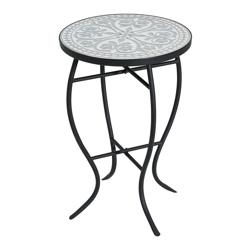Outdoor Round Side Table With Mosaic Style Top And Curved Iron Legs - R&R Furniture Gallery (Fountain Valley, CA)