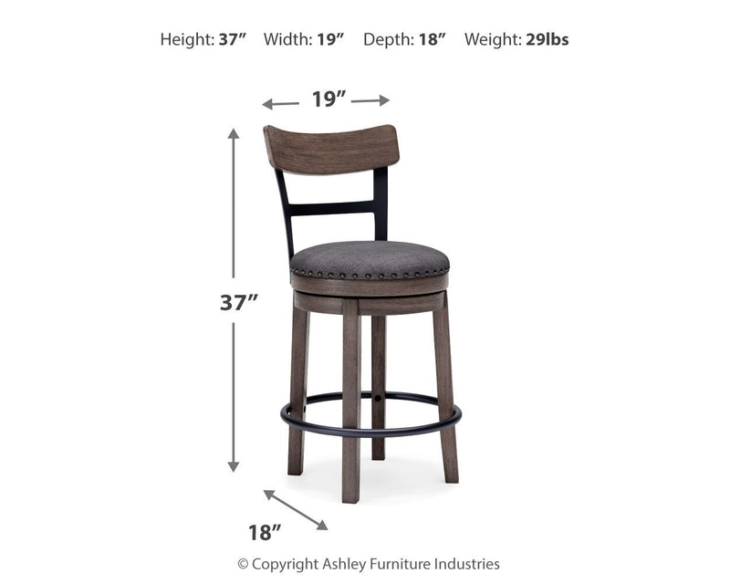 Caitbrook - UPH Swivel Barstool  - Gray - R&R Furniture Gallery (Fountain Valley, CA)