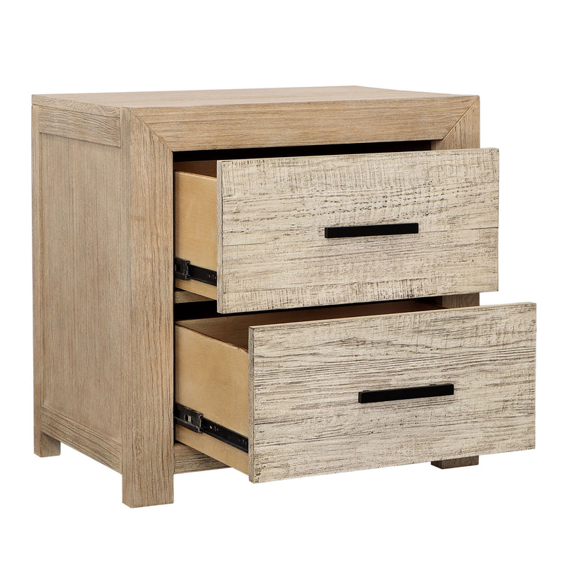 Roux - Double Drawer Nightstand - Light And Gray Warm Wash