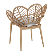 Kirk - Outdoor Wicker Peacock Shape Papasan Style Chair, Teak Finished Leg (Set of 2) - Beige / Light Brown / Light Teak - R&R Furniture Gallery (Fountain Valley, CA)