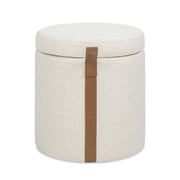 Brandy - Round Upholstered Storage Ottoman With Accent - R&R Furniture Gallery (Fountain Valley, CA)