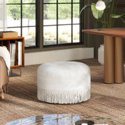 Yolanda - Round Upholstered Accent Ottoman - Almond White - R&R Furniture Gallery (Fountain Valley, CA)
