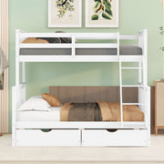 DreamHaus bunk bed with ladders and two storage drawers, featuring a sturdy frame and space-saving design for kids' bedrooms.
