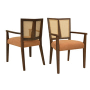 Mid Century Modern Arm Dining Chair Set With Rattan Backrest - R&R Furniture Gallery (Fountain Valley, CA)