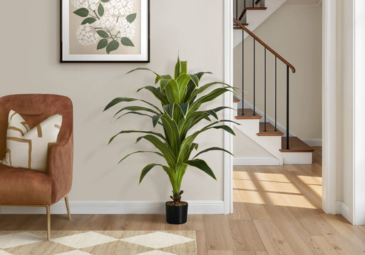 47" Tall, Artificial Plant, Dracaena Tree, Indoor, Faux, Fake, Floor, Greenery, Potted, Real Touch, Decorative - Green / Black - R&R Furniture Gallery (Fountain Valley, CA)