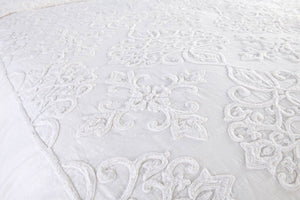 Villa Reagan king duvet cover and shams in ivory and white bedding set