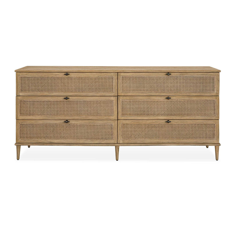 Coast - 6 Drawer Rattan Chest - Woodtone