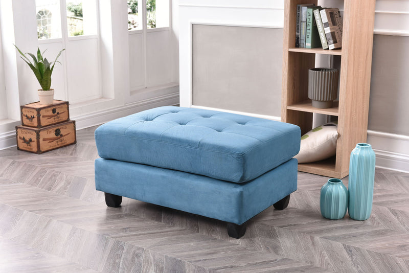 Contemporary upholstered ottoman by Glory Furniture with plush fabric and sleek design, ideal for modern living room decor.