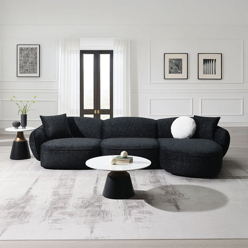 Lucifer - Sectional Sofa With 3 Pillows - Black Shimmer Chenille - R&R Furniture Gallery (Fountain Valley, CA)