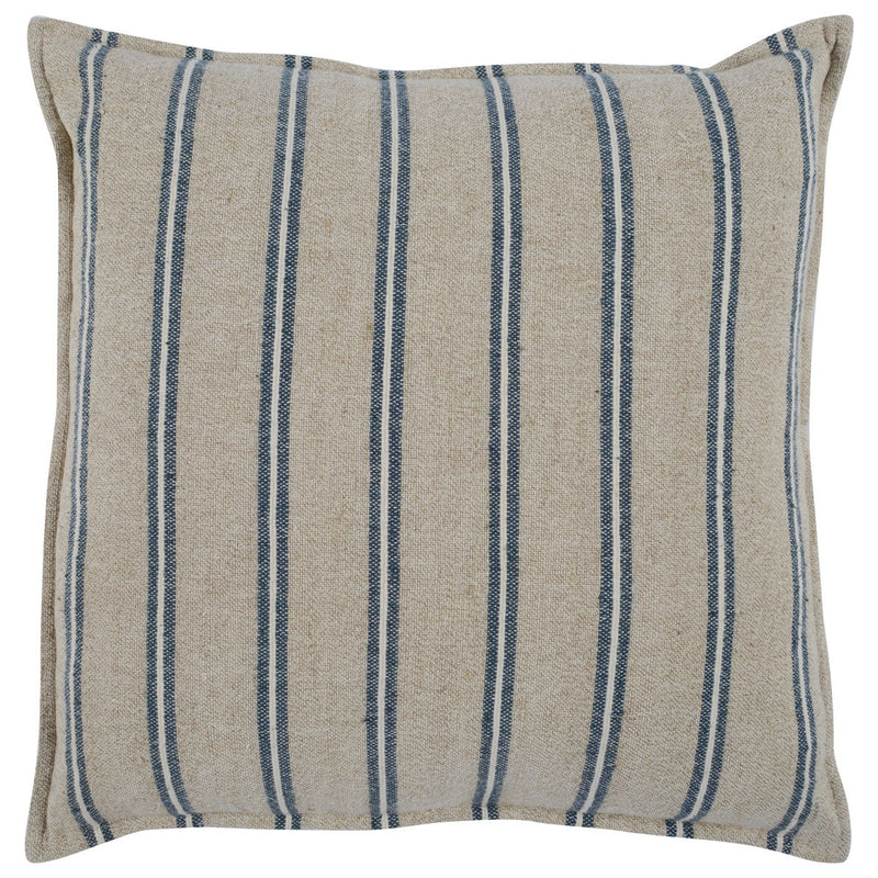 Classic Home Delgada 26x26 inch accent pillow with natural and blue fabric, featuring a soft, decorative throw pillow for living spaces.