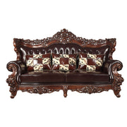 Forsythia - Sofa - Espresso Top Grain Leather Match & Walnut - R&R Furniture Gallery (Fountain Valley, CA)