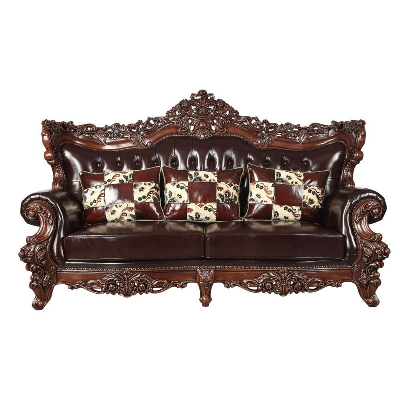 Forsythia - Sofa - Espresso Top Grain Leather Match & Walnut - R&R Furniture Gallery (Fountain Valley, CA)