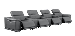 2679 - Genuine Leather Sofa With 4 Power Recliners, Power Headrests & 3 Storage Consoles