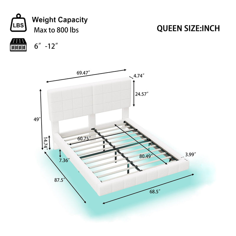 Floating Bed With Light, Soft Touch Surface - R&R Furniture Gallery (Fountain Valley, CA)