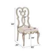 Esteban - Side Chair (Set of 2) - Ivory Velvet & Antique Champagne - R&R Furniture Gallery (Fountain Valley, CA)