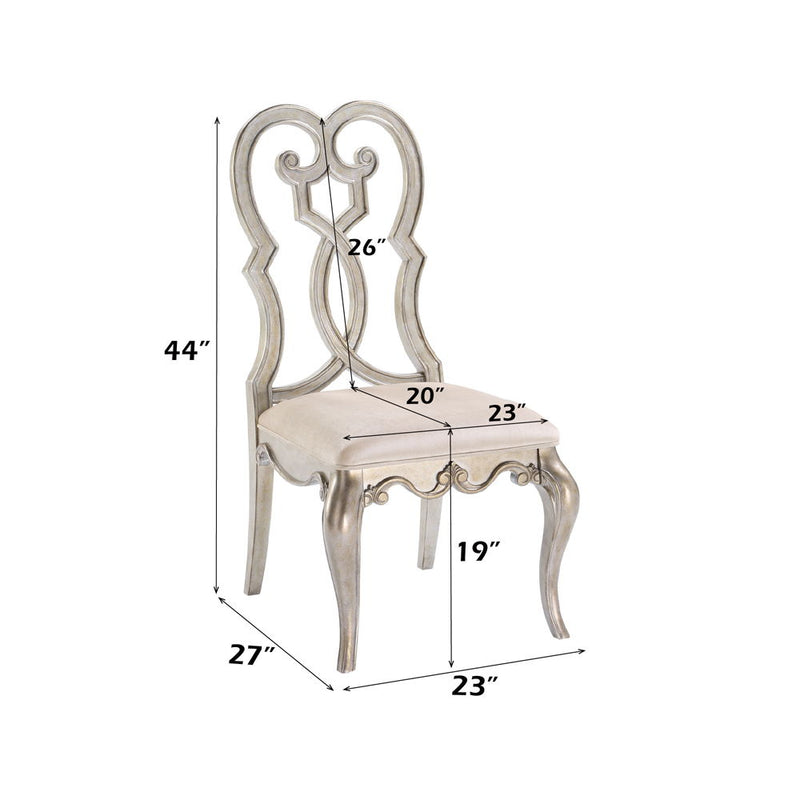 Esteban - Side Chair (Set of 2) - Ivory Velvet & Antique Champagne - R&R Furniture Gallery (Fountain Valley, CA)