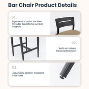 Set of two Life Outside modern outdoor bar stools with backrests and footrests, featuring sleek design and sturdy metal frames.