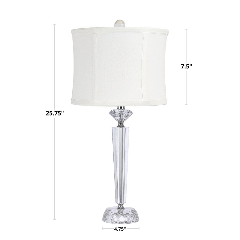 Lumi Source Diamond Torch contemporary crystal table lamp set with clear and off-white shades and polished nickel bases, modern design.