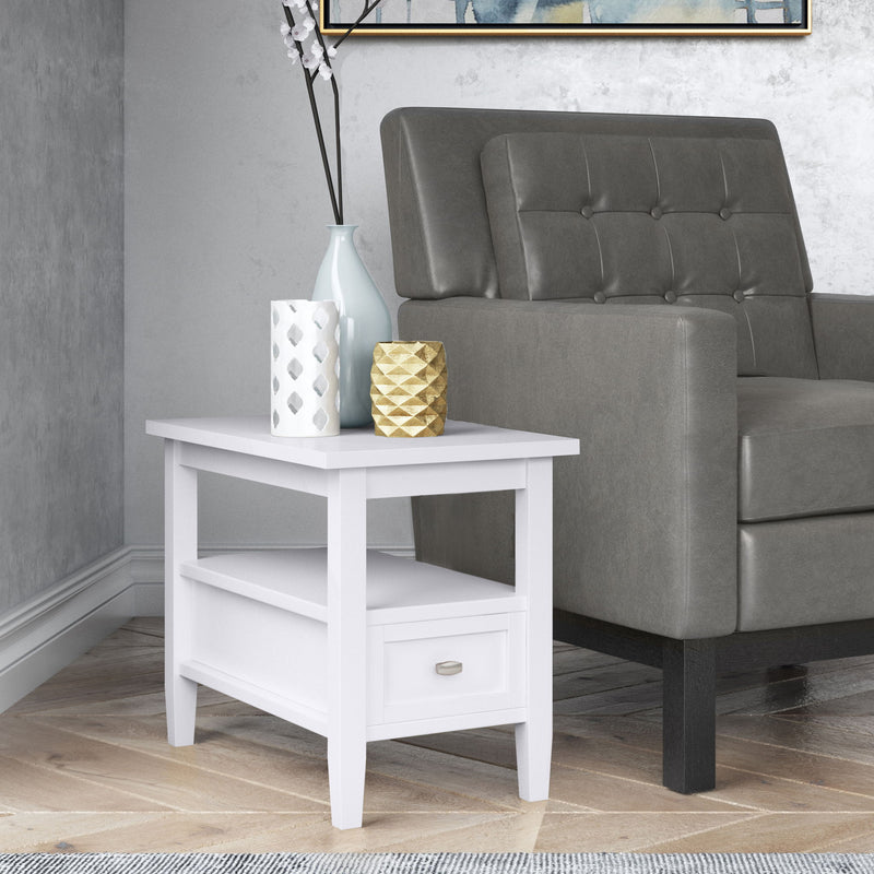 Handcrafted Warm Shaker coffee table by Simpli-Home featuring a warm wood finish and sturdy design for living room decor.