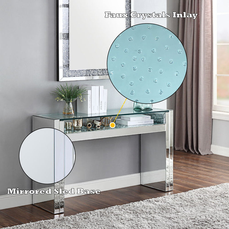 Nysa - Sofa Table - Mirrored & Faux Crystals - R&R Furniture Gallery (Fountain Valley, CA)