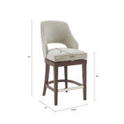 Counter Stool With Swivel Seat, Upholstery And Solid Wood Legs - Cream - R&R Furniture Gallery (Fountain Valley, CA)