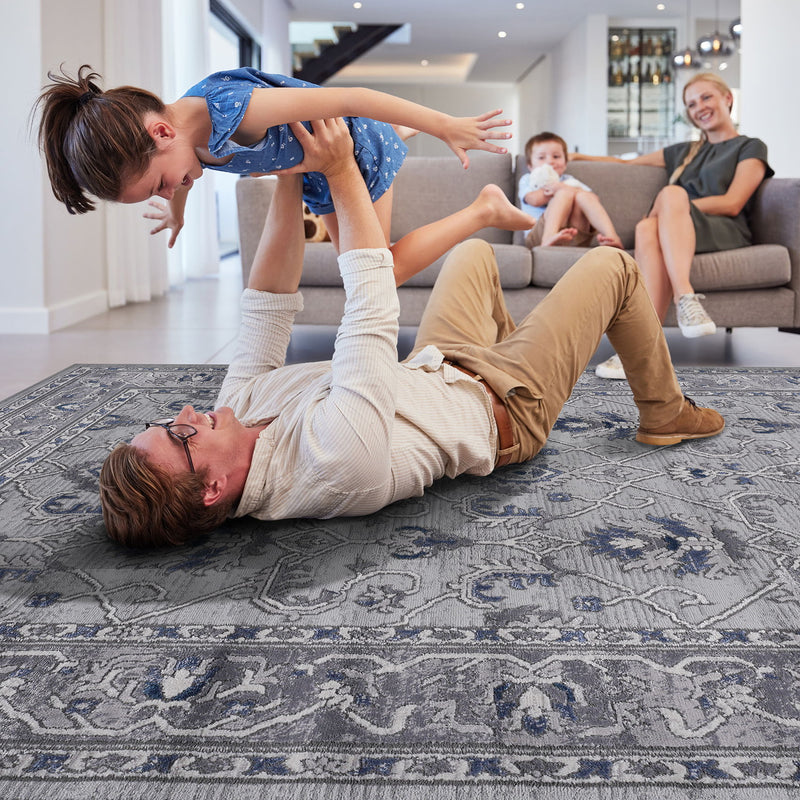 Marfi - 6' X 9' Oriental Area Rug - Gray / Blue - R&R Furniture Gallery (Fountain Valley, CA)