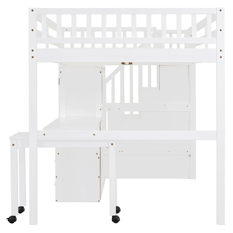 Loft Bed With Stairs, Bookshelf, Drawers, Desk & Wardrobe, Space Saving Multifunctional Furniture - R&R Furniture Gallery (Fountain Valley, CA)