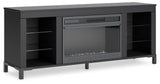 Cayberry - TV Stand With Fireplace - Black - R&R Furniture Gallery (Fountain Valley, CA)