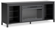 Cayberry - TV Stand With Fireplace - Black - R&R Furniture Gallery (Fountain Valley, CA)