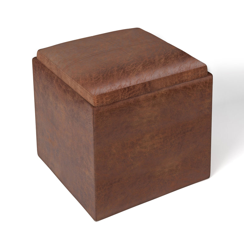 Rockwood - Upholstered Cube Storage Ottoman With Tray - R&R Furniture Gallery (Fountain Valley, CA)